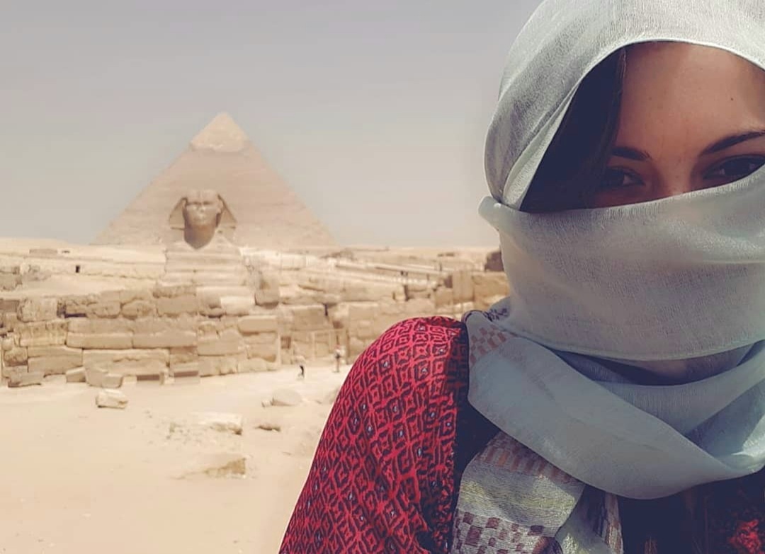 Humans of CUC include the well travelled Josie who is standing in front of the pyramids in Egypt